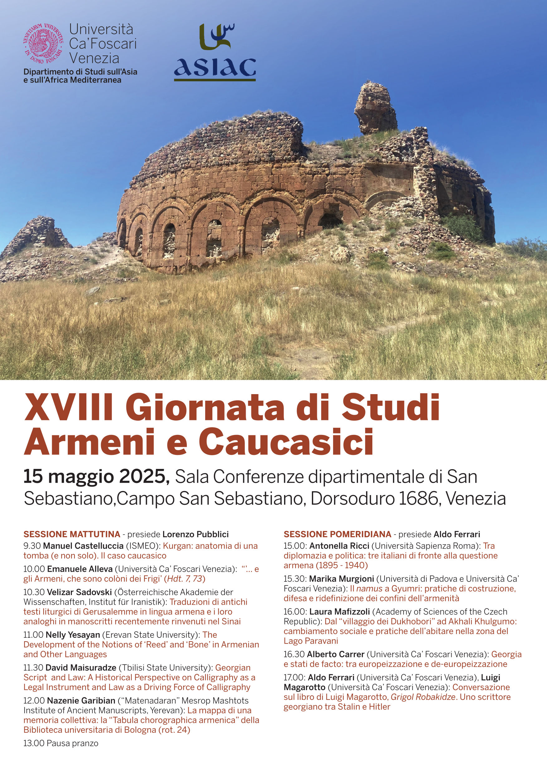 Programma della XVIII Giornata di Studi Armeni e Caucasici